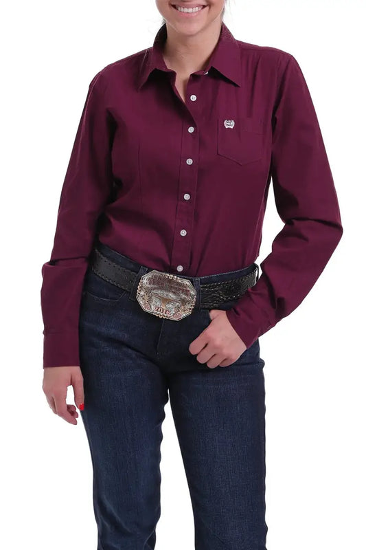 Cinch Women’s Solid Burgundy Western Shirt XSmall Women’s Western