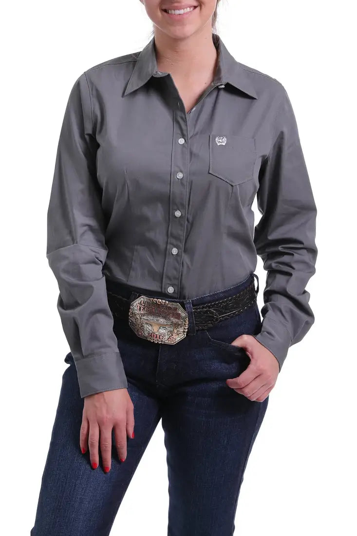 Cinch Women’s Solid Charcoal Western Shirt XSmall Women’s Western