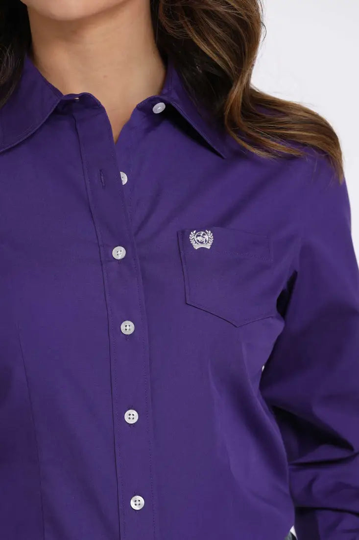 Cinch Women's Solid Purple Shirt S
