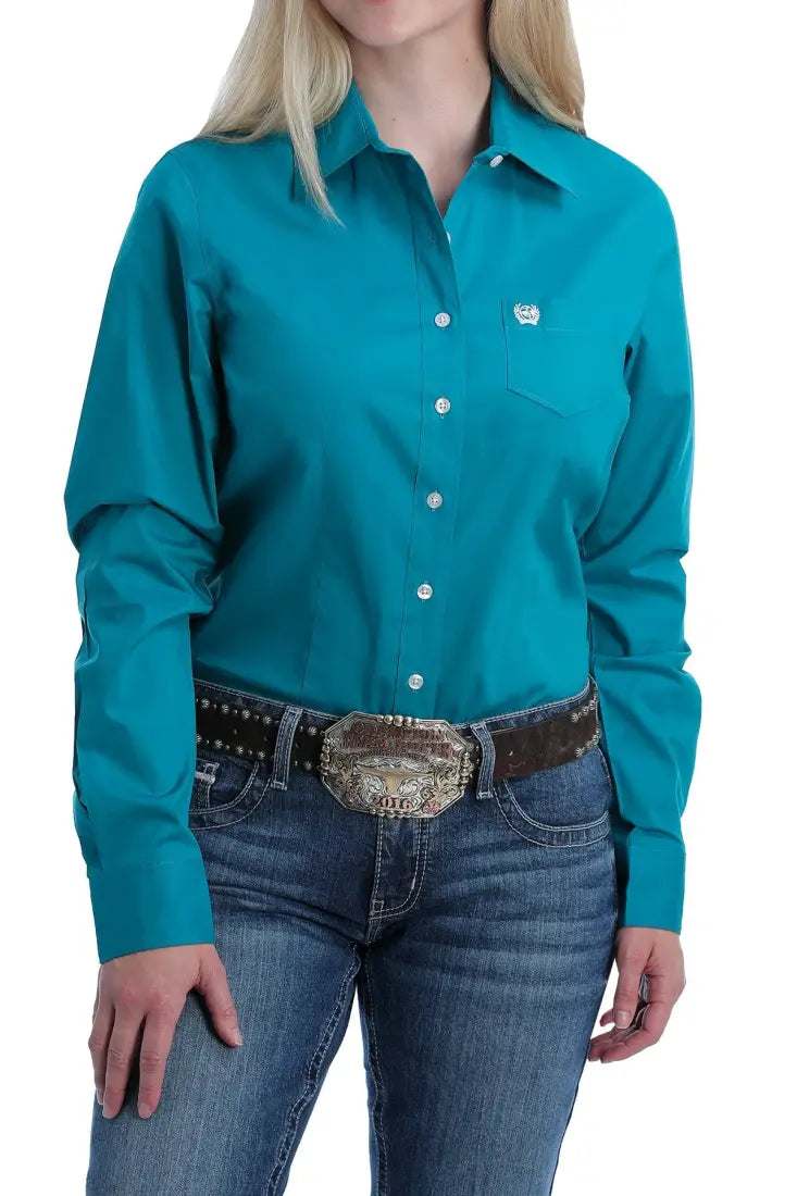 Cinch Women’s Solid Teal Western Shirt Women’s Western
