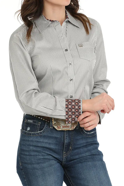 Cinch Women’s Tencel Gray Pinstripe Western Shirt Women’s Western