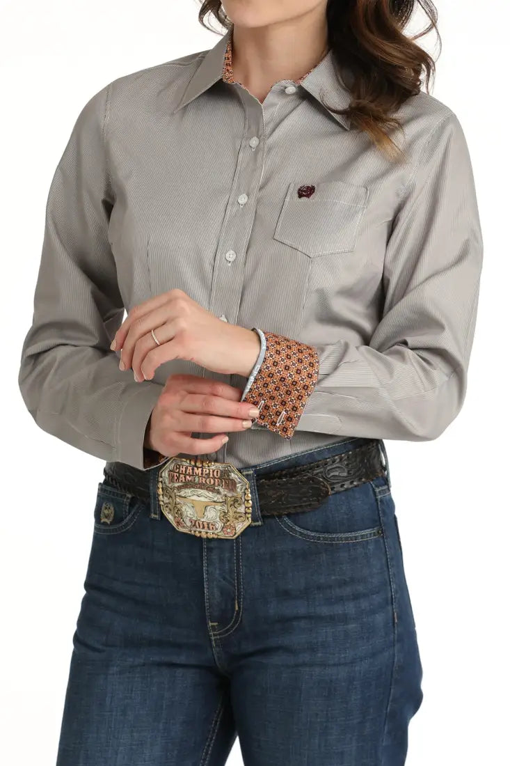 Cinch Women’s Tencel Purple/Maroon MicroStripe Western Shirt Women’s Western