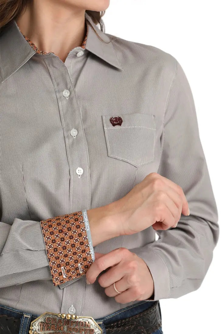 Cinch Women’s Tencel Purple/Maroon MicroStripe Western Shirt XSmall Women’s Western