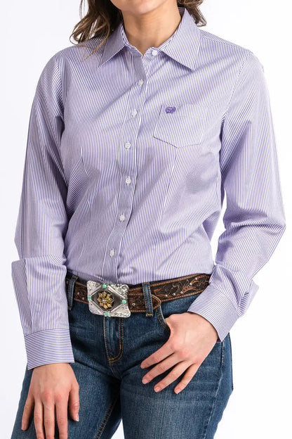 Cinch Women’s Tencel Purple Pinstripe Western Shirt Women’s Western
