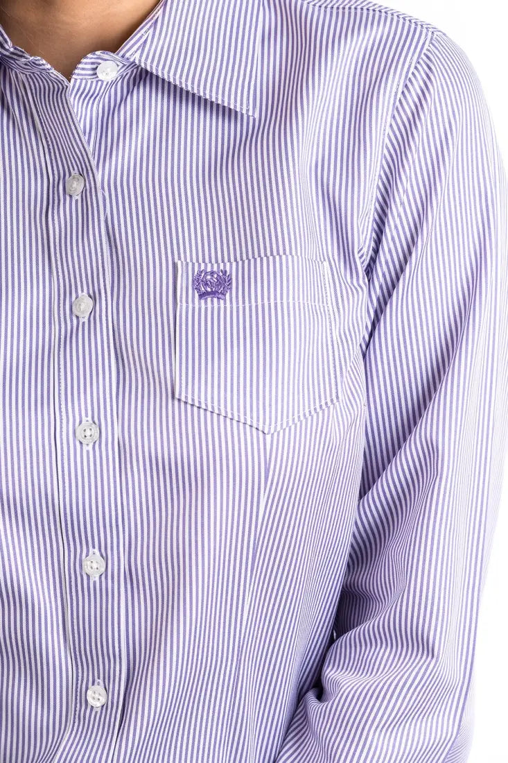 Cinch Women’s Tencel Purple Pinstripe Western Shirt XSmall Women’s Western