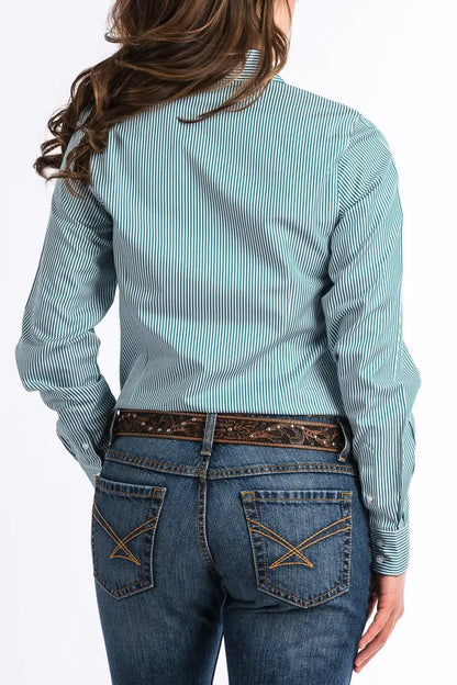 Cinch Women’s Tencel Teal Pinstripe Western Shirt Women’s Western