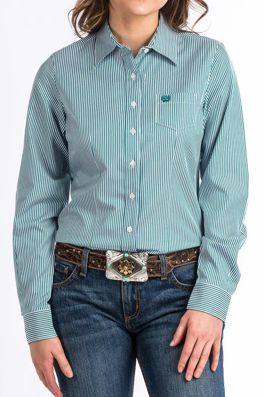 Cinch Women’s Tencel Teal Pinstripe Western Shirt Women’s Western