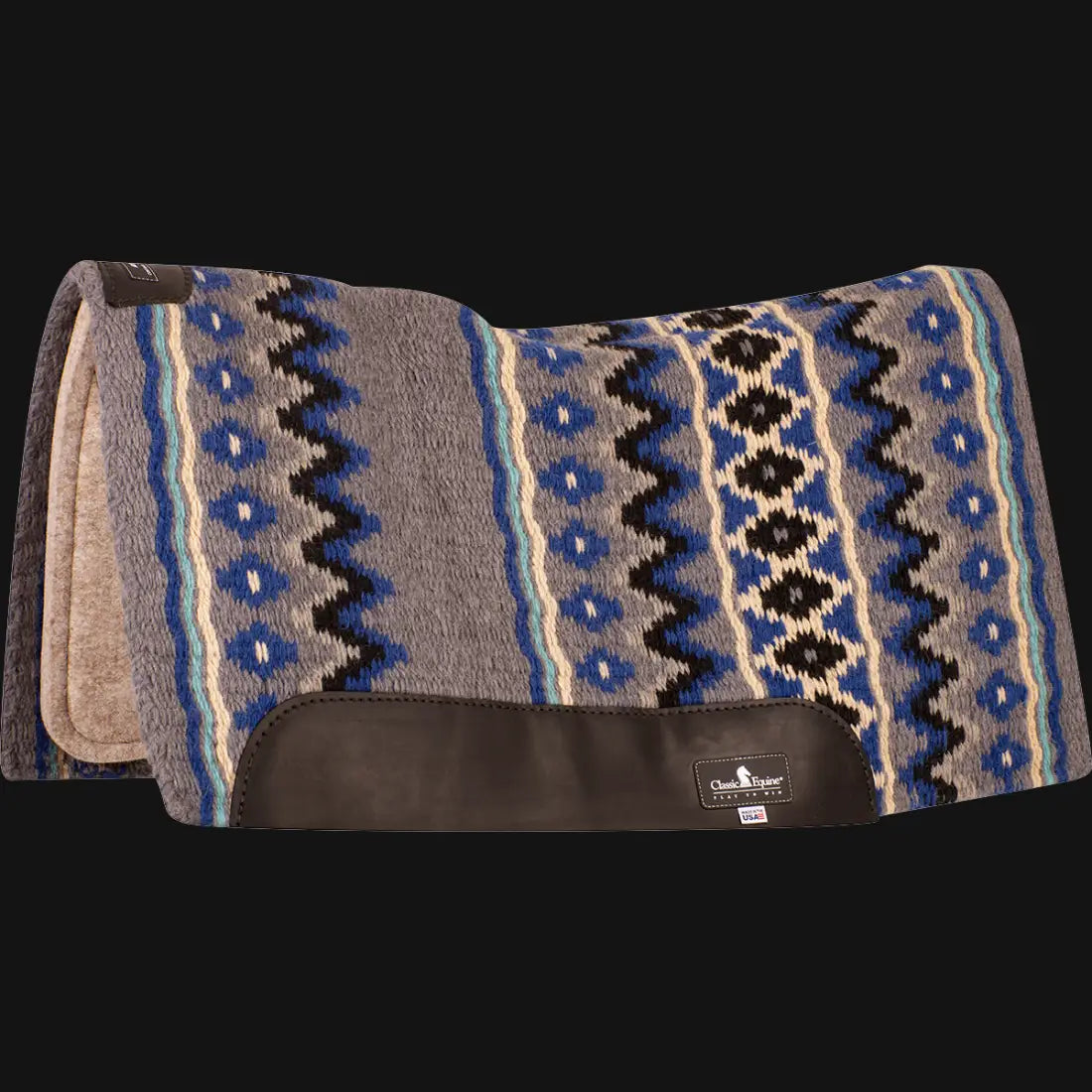Classic Equine Blanket Top ESP Saddle Pad 32’’ X 34’’ / 3/4’’ / Charcoal/Royal Blue Saddle Pad