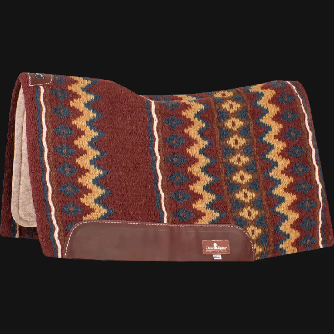 Classic Equine Blanket Top ESP Saddle Pad 34’’ X 38’’ / 3/4’’ / Burgundy/Navy Saddle Pad