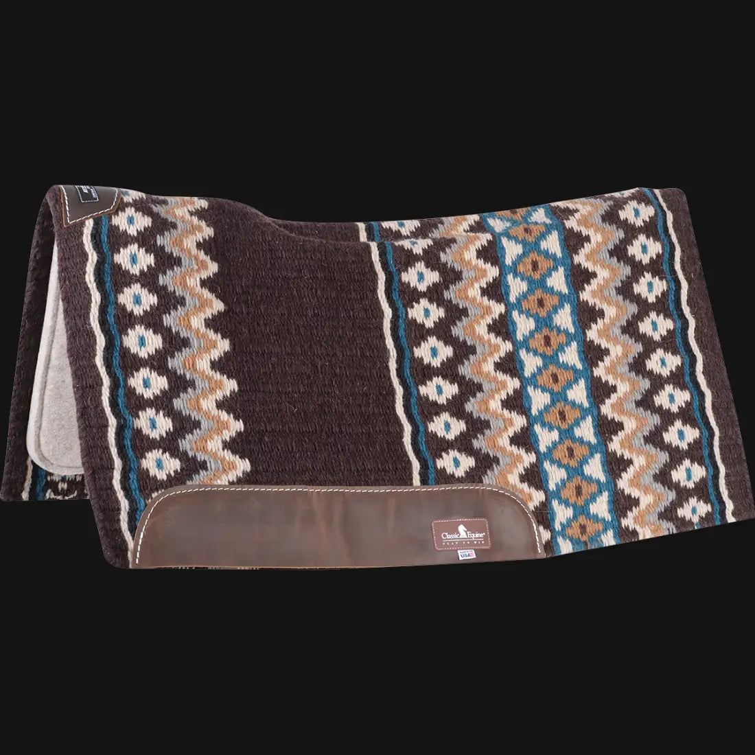 Classic Equine Blanket Top ESP Saddle Pad 34’’ X 38’’ / 3/4’’ / Chocolate/Teal Saddle Pad