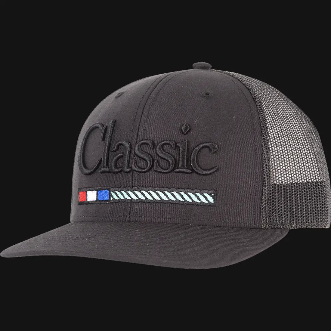 Classic Equine Embroidered 3D Puff Logo Cap Black on Black Hats