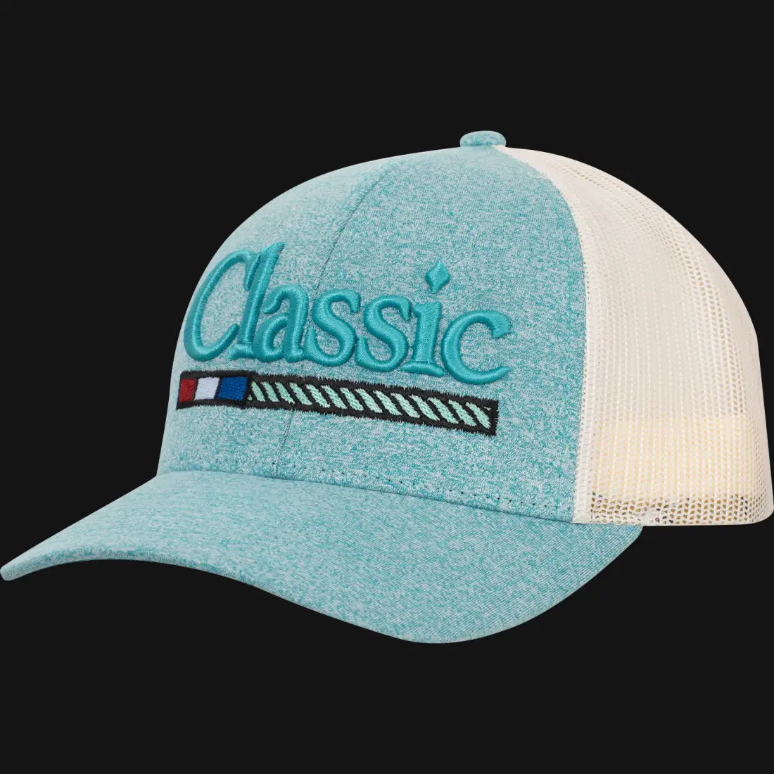 Classic Equine Embroidered 3D Puff Logo Cap Teal Heather/Birch Hats