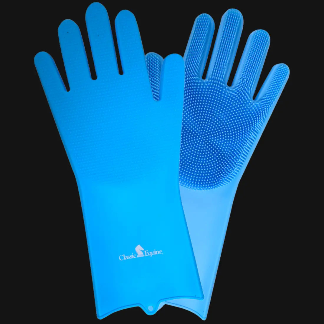 Classic Equine Grooming Wash Gloves Blue Grooming Accessory