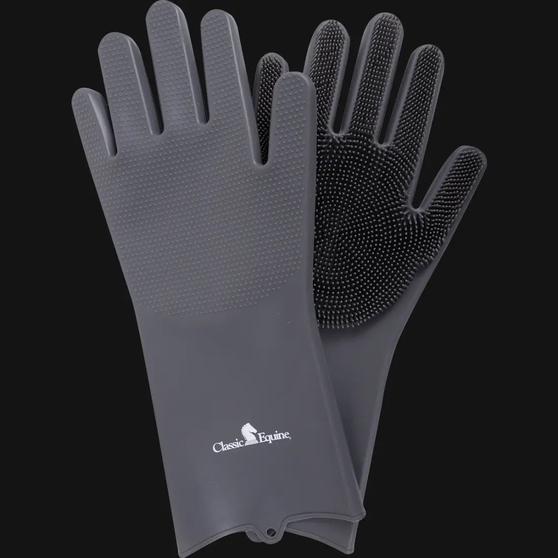 Classic Equine Grooming Wash Gloves Grey Grooming Accessory