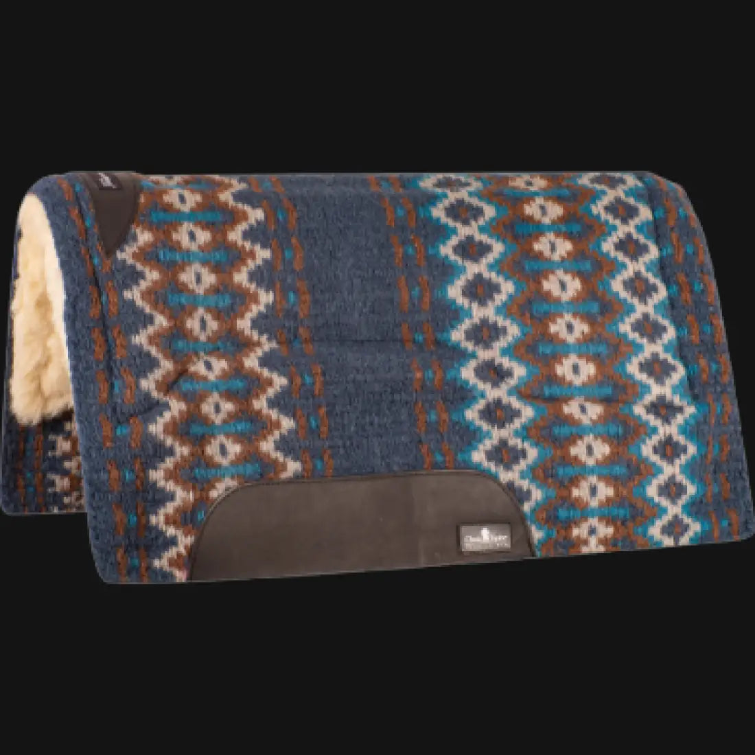 Classic Equine Straight Wool Top Sensorflex Saddle Pad 1’’ / 34’’ X 38’’ / Navy/Chestnut Saddle Pad