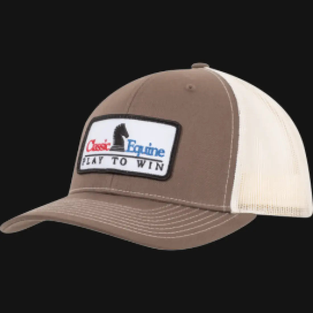 Classic Equine Trucker Snapback Cap Embroidered Patch Chocolate Chip-Birch Hats