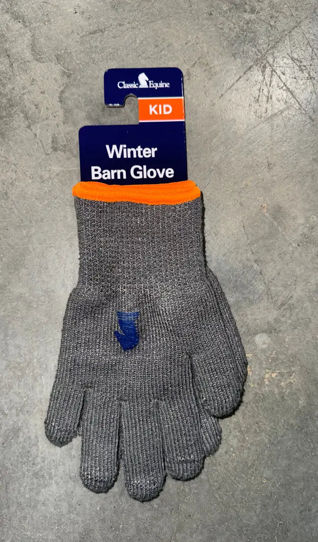 Classic Equine Winter Gray Barn Gloves (Heavy) Kid / Single Pair Winter Gloves