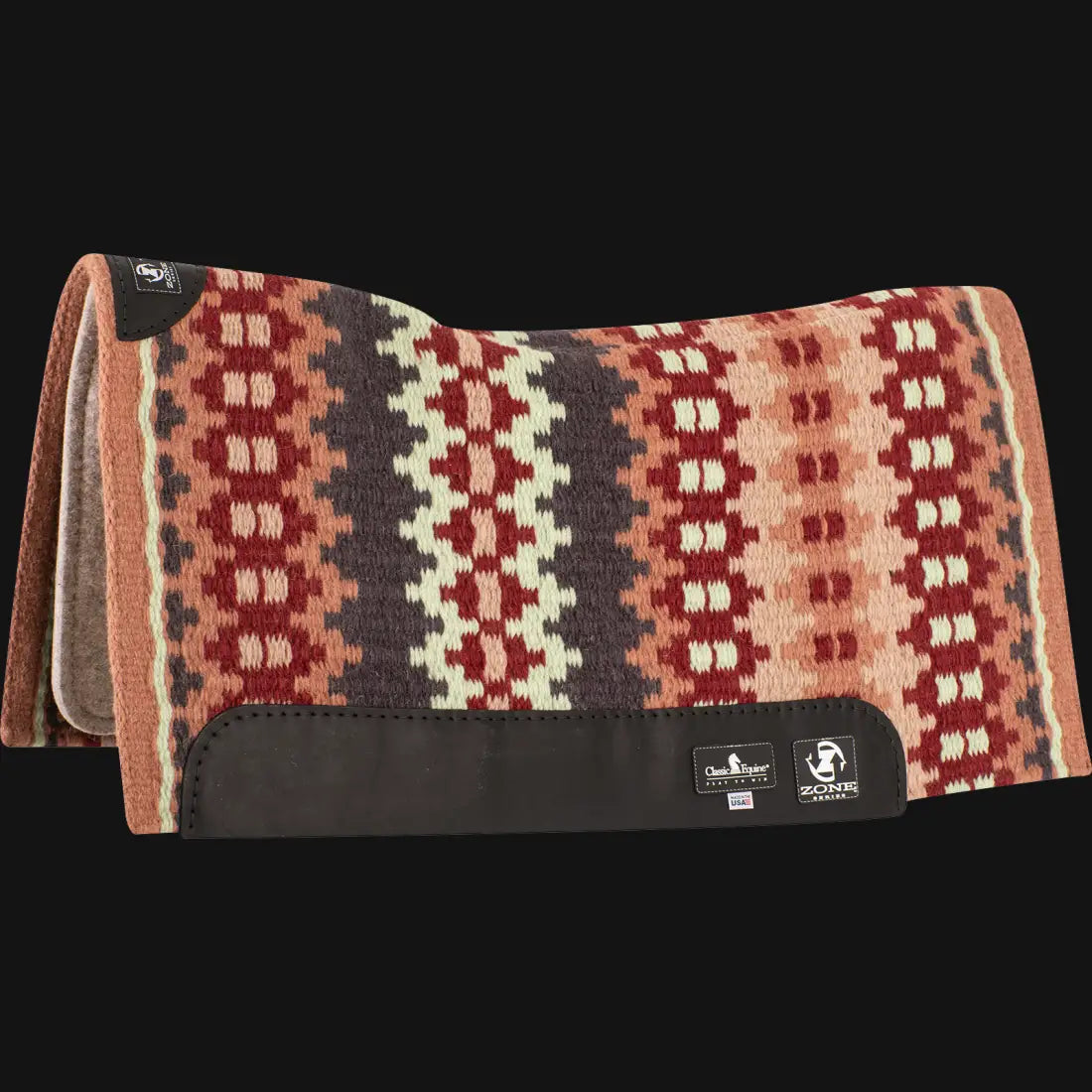 Classic Equine Wool Blanket Top Zone™ Saddle Pad Rose/Pistachio / 32’’ X 34’’ / 3/4’’ Saddle Pad