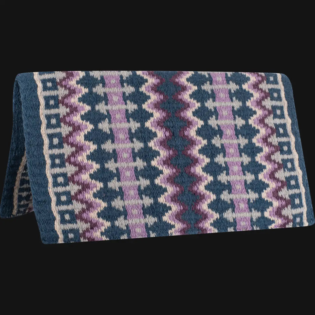 Classic Equine Wool Saddle Blanket 32’’ X 34’’ / Navy/Lavender Saddle Pad / Blanket