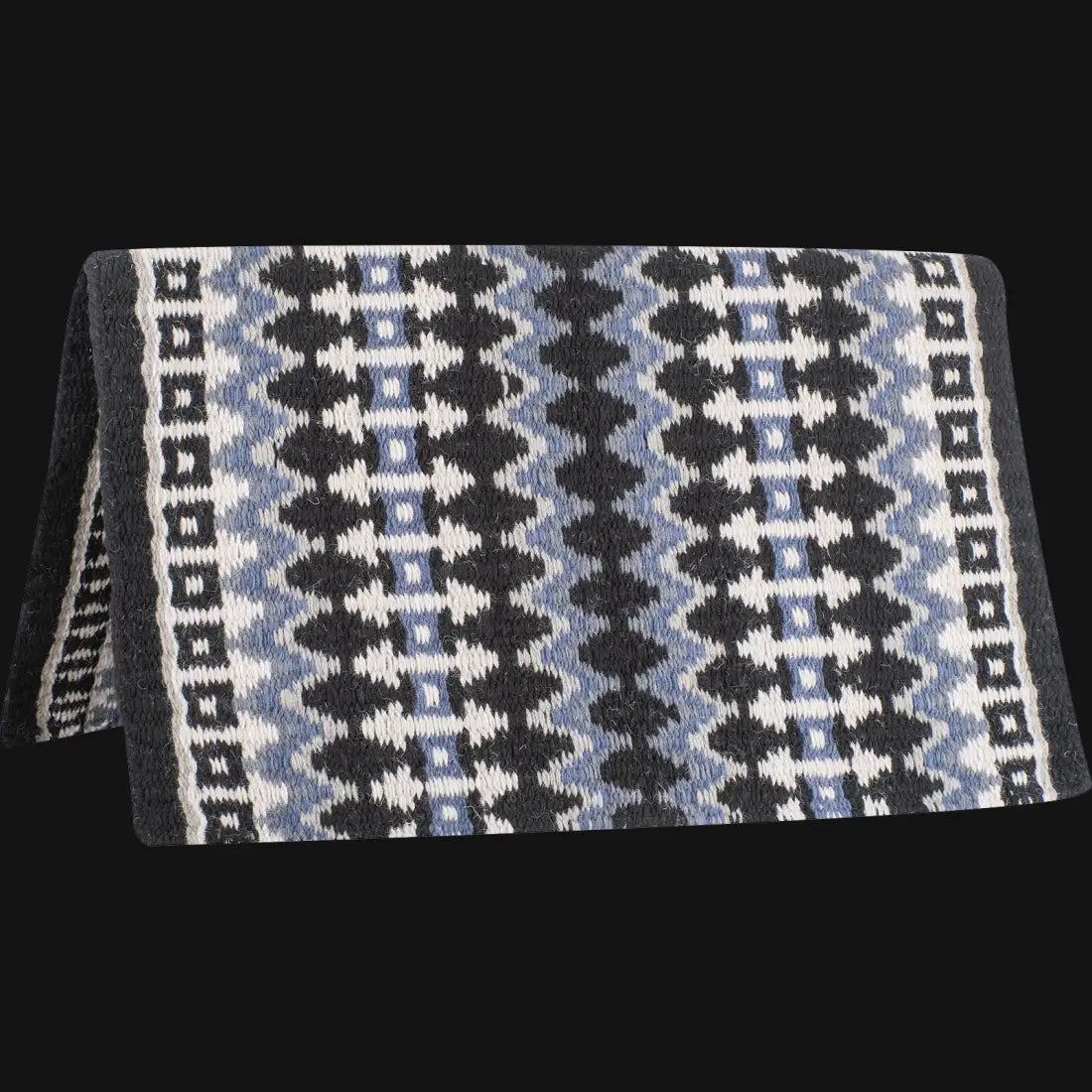 Classic Equine Wool Saddle Blanket 34’’ X 38’’ / Black/Blue Saddle Pad / Blanket