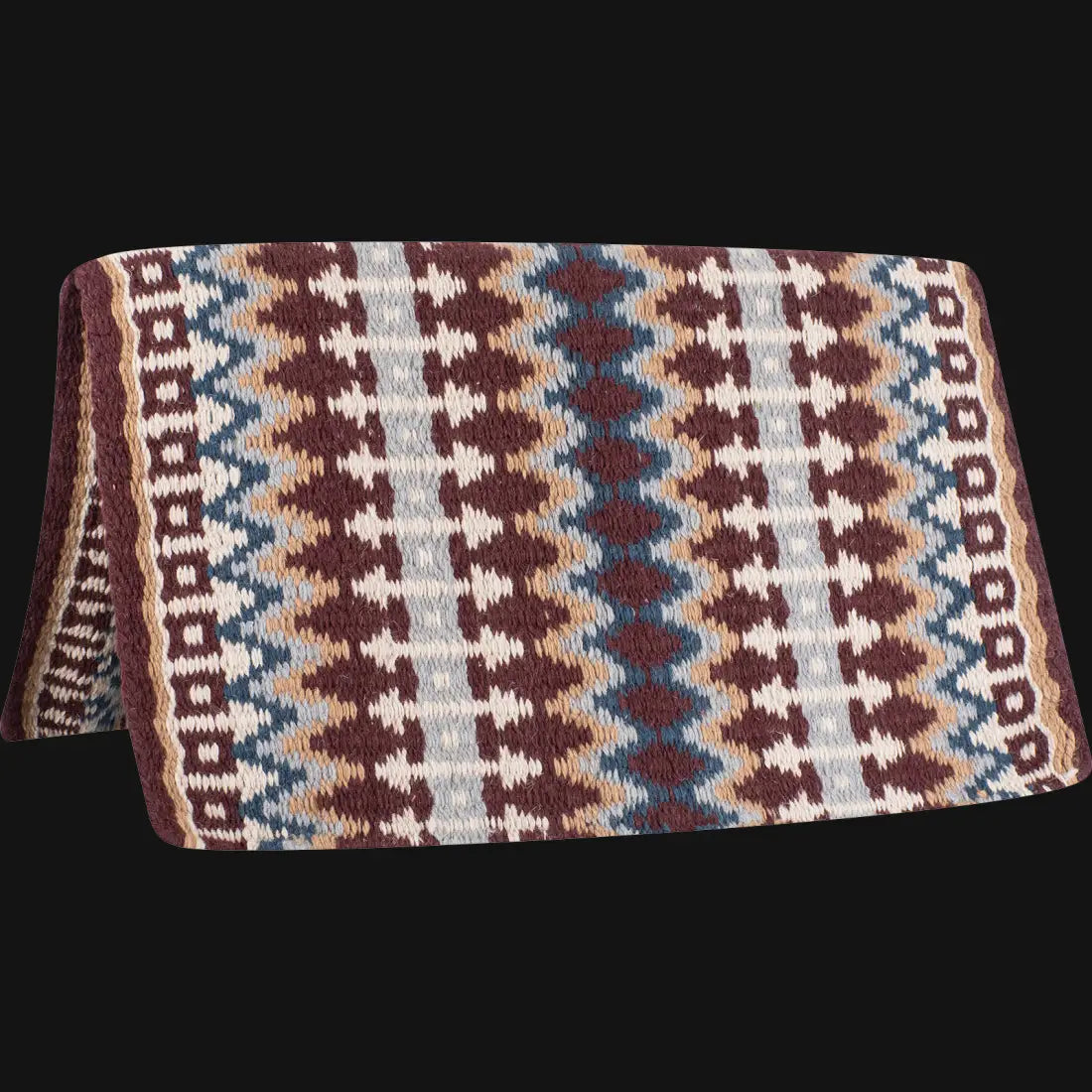 Classic Equine Wool Saddle Blanket 34’’ X 38’’ / Burgundy/Navy Saddle Pad / Blanket