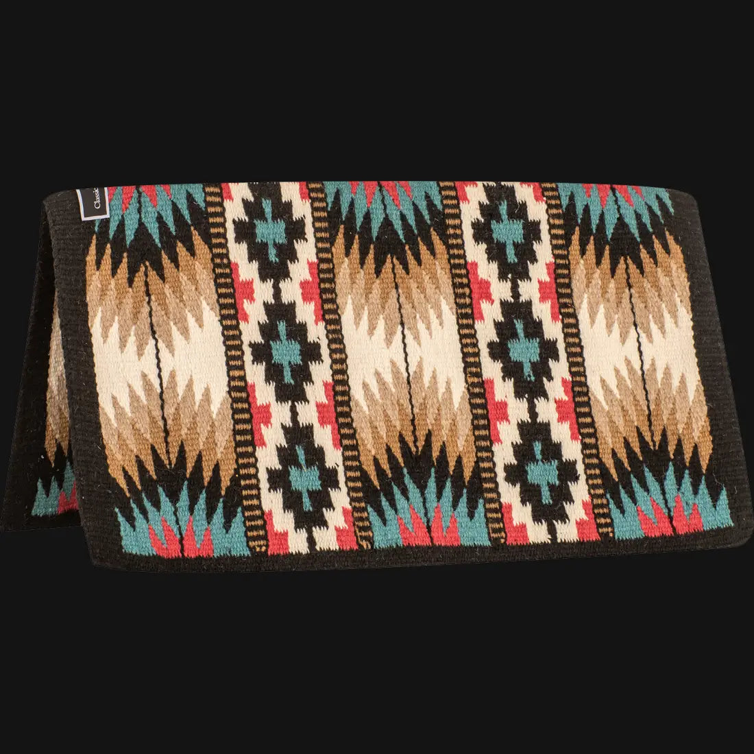 Classic Equine Wool Show Blanket Black/Turquoise / 34’’ X 38’’ Saddle Pad / Blanket