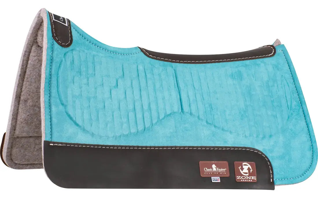 Classic Equine Zone Micro Suede Saddle Pad Turquoise / 28’’ X 30’’ / 3/4’’ Saddle Pad