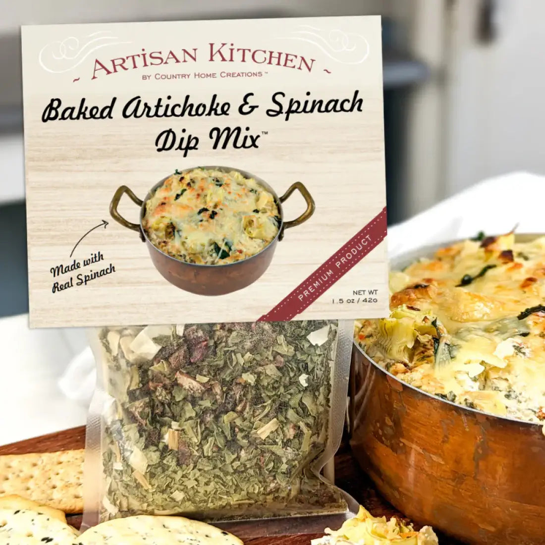 Country Home Creations Artisan Kitchen Mixes Baked Artichoke and Spinach Dip Food