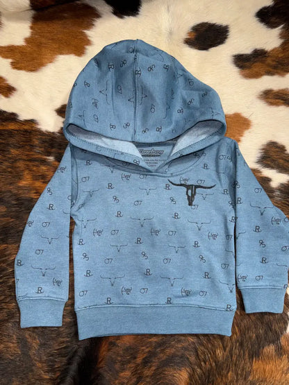 Cowboy Hardware Boy’s Blue Brand Hoodie XSmall Boy’s Pullover