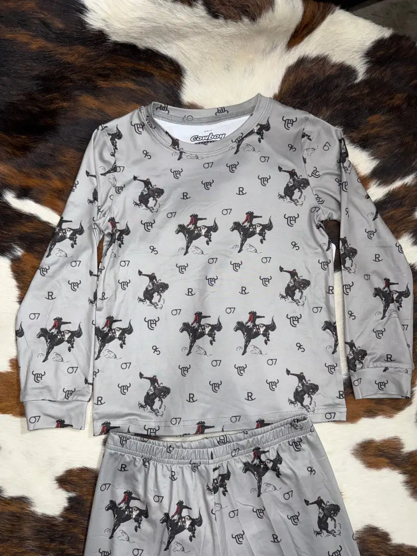 Cowboy Hardware Boy’s Gray Vintage Bronc PlaySet Boy’s T-Shirt