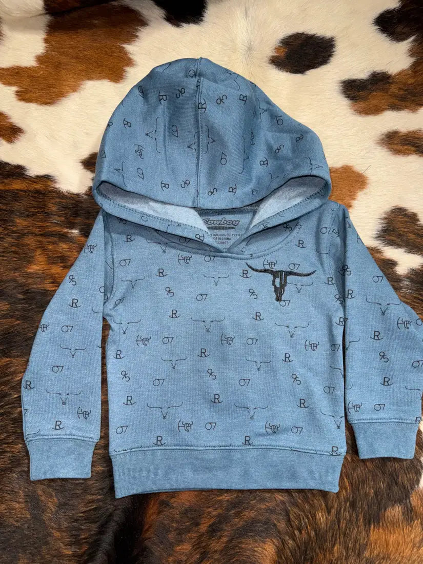 Cowboy Hardware Toddler Slate Blue Branding Iron Hoodie Boy’s Toddler Top