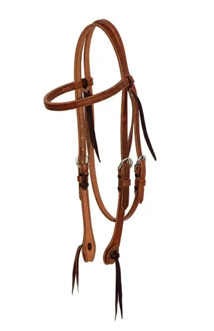 Cowboy Tack Headstalls & Noseband - Harness Leather Browband Headstall Tack Set