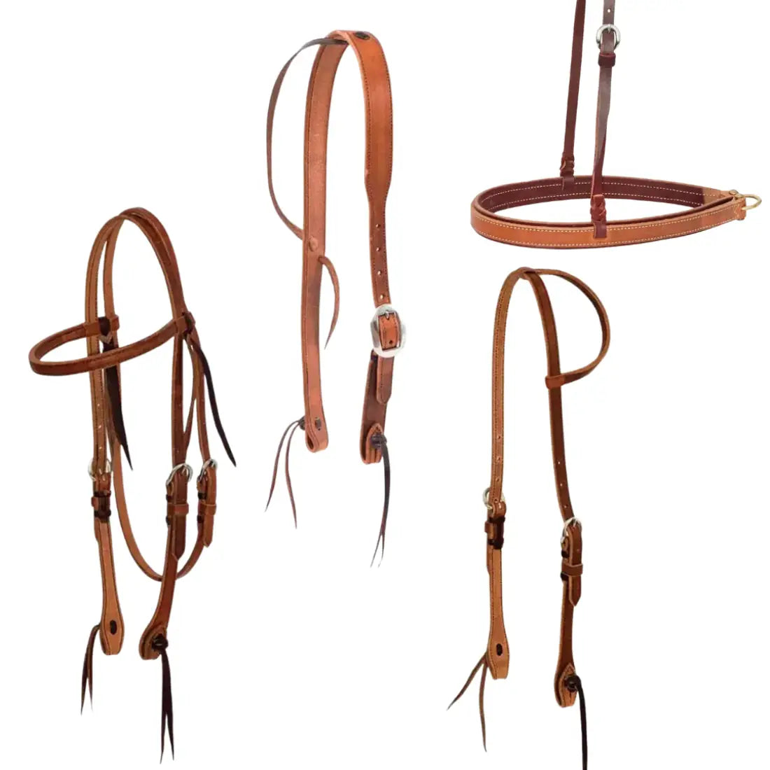Cowboy Tack Headstalls & Noseband - Harness Leather Tack Set