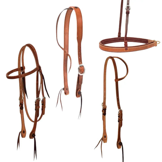 Cowboy Tack Headstalls & Noseband - Harness Leather Tack Set