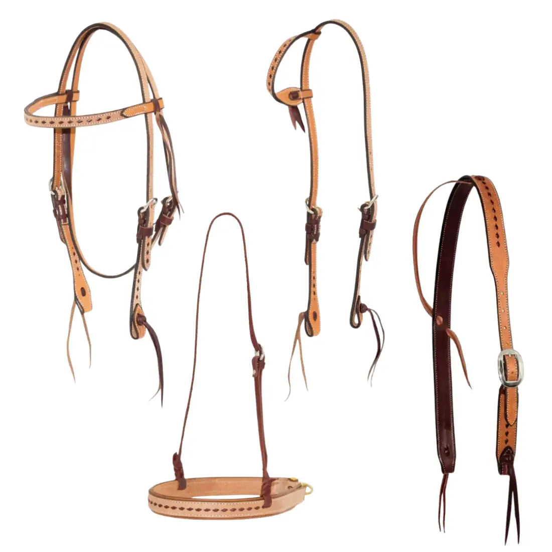 Cowboy Tack Roughout Buckstitched Headstalls & Noseband Tack Set