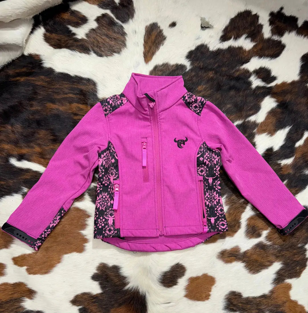 Cowgirl Hardware Girl’s Pink Steer Skull Jacket Girl’s Coat