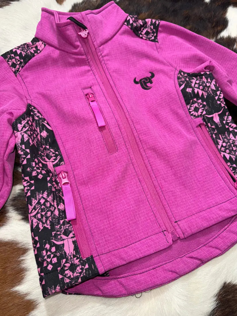Cowgirl Hardware Girl’s Pink Steer Skull Jacket XSmall Girl’s Coat