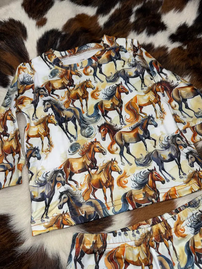 Cowgirl Hardware Girl’s Toned Natural Wild Horses PlaySet Girl’s T-Shirt