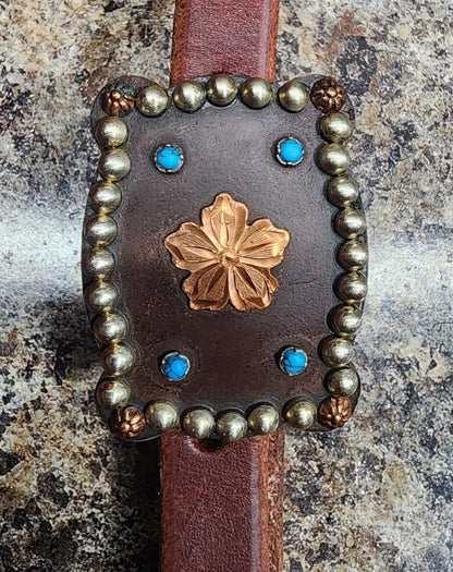 Cowperson Tack Browband Headstall Browband Headstall / Copper Flower w/ Turquoise Headstall