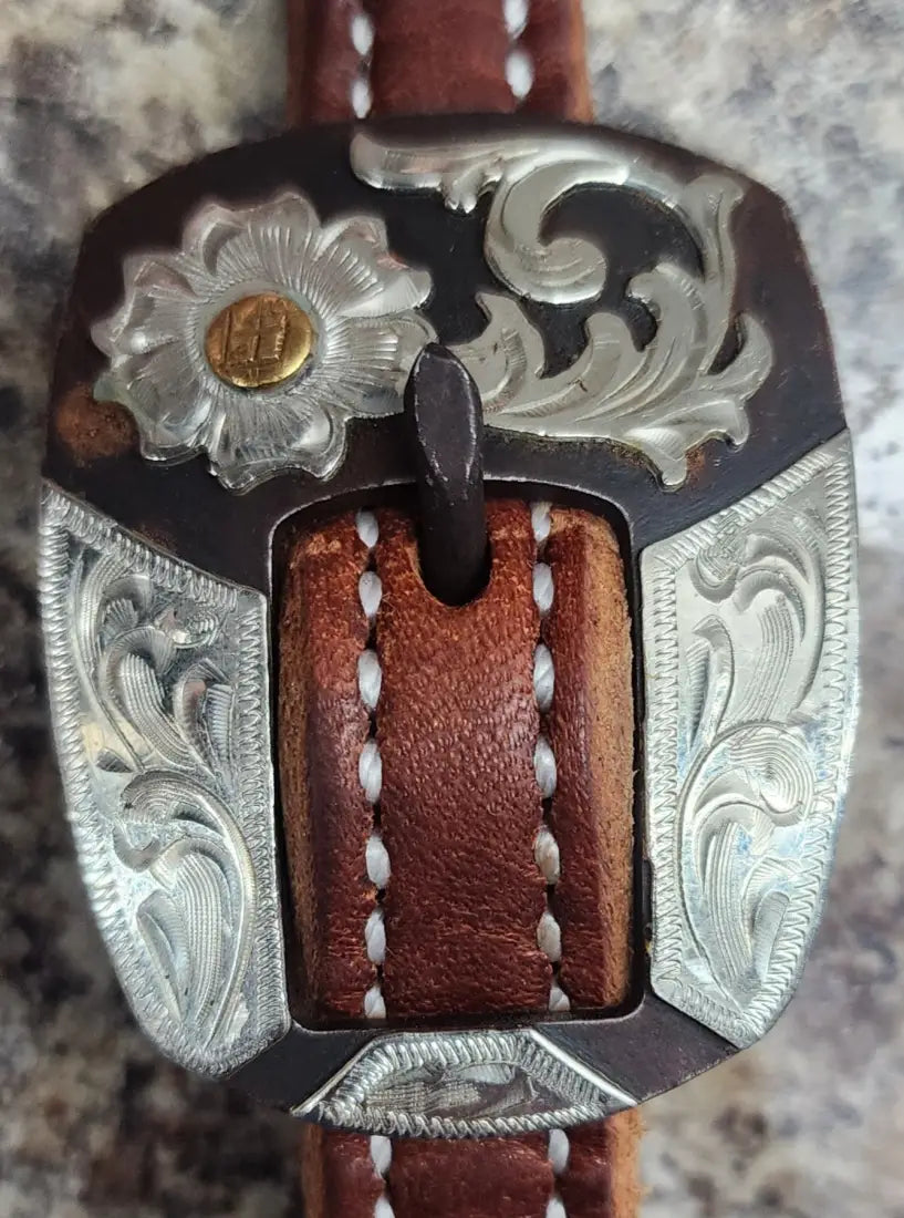 Cowperson Tack Double Stitched One Ear Headstall One Ear Headstall / Floral Scroll Headstall