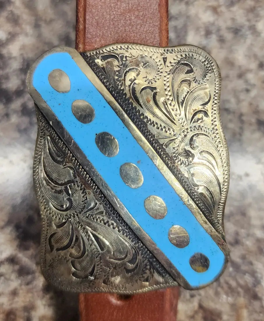 Cowperson Tack Double Stitched One Ear Headstall One Ear Headstall / Turquoise Bar Headstall