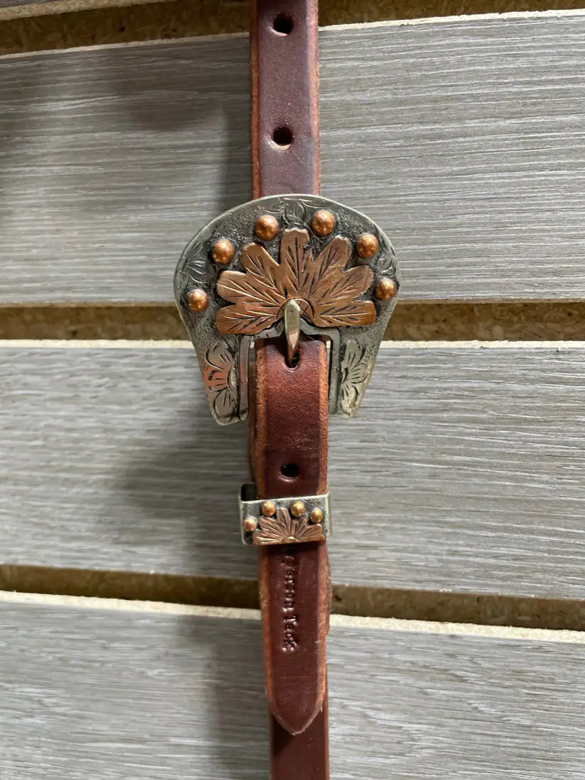 Cowperson Tack Slit Ear Headstall 3/4’’ Slit Ear Headstall / Buckle Copper Sunflower Headstall