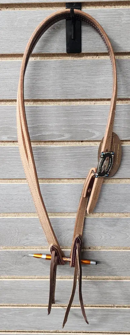 Cowperson Tack Slit Ear Headstall - Roughout Headstall