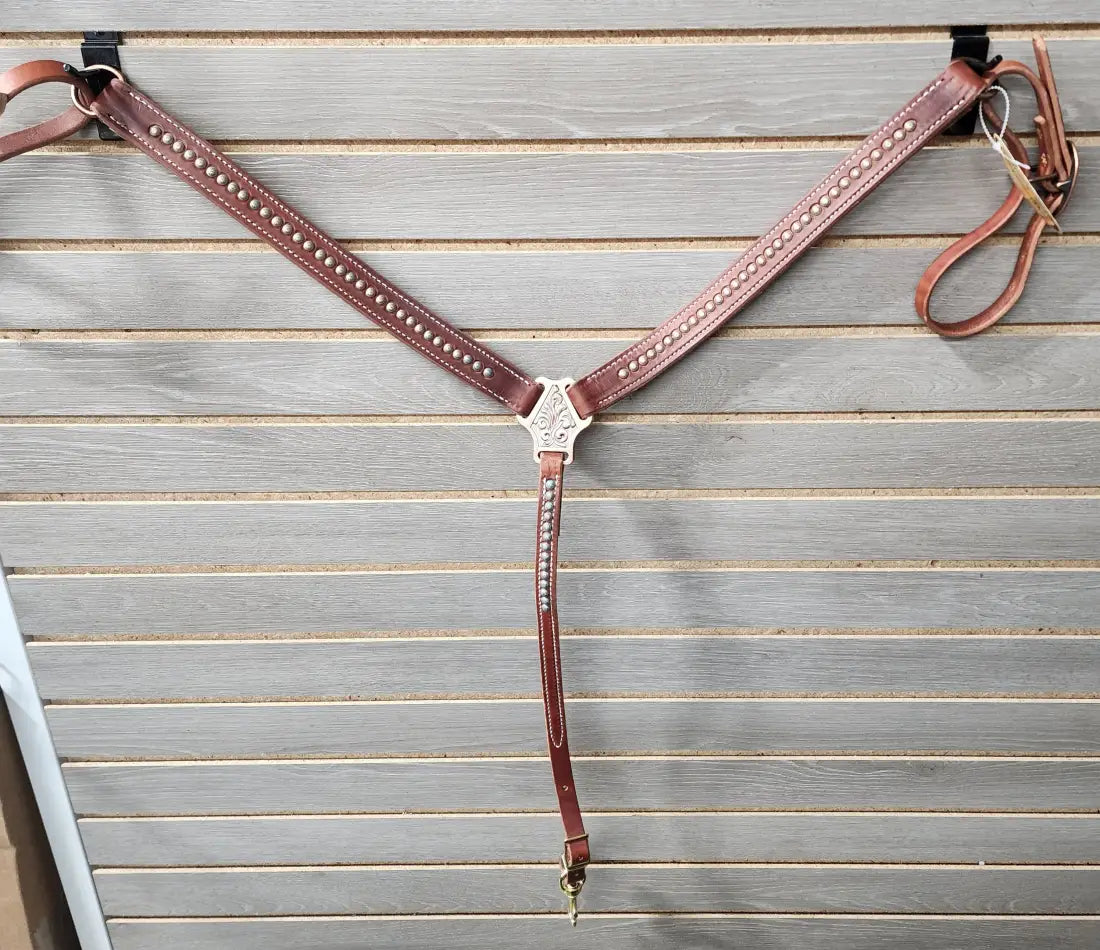 Cowperson Tack Turquoise Patina Dots Tack Set 1.25’’ Breastcollar / Harness Tack Set