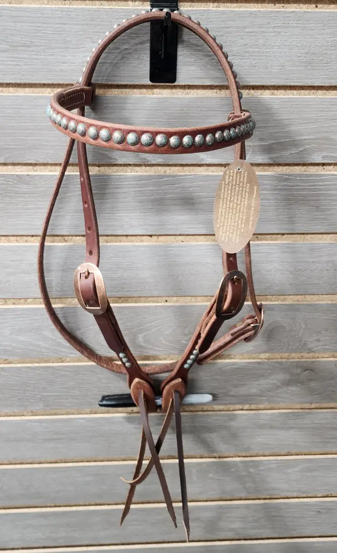 Cowperson Tack Turquoise Patina Dots Tack Set Browband Headstall / Harness Tack Set