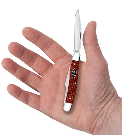 Case Dark Red Burlap Micarta Medium Stockman Knife