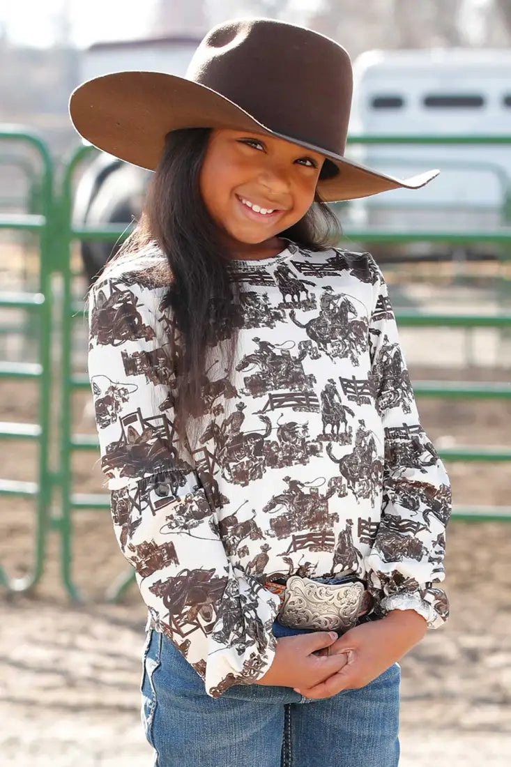 Cruel Girl’s Cream Long Sleeve Rib Knit Pullover Girl’s Pullover