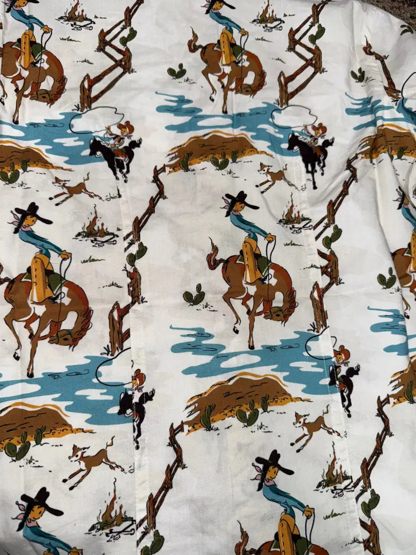 Cruel Girl’s Cream Western Cartoon Western Shirt Girl’s Western