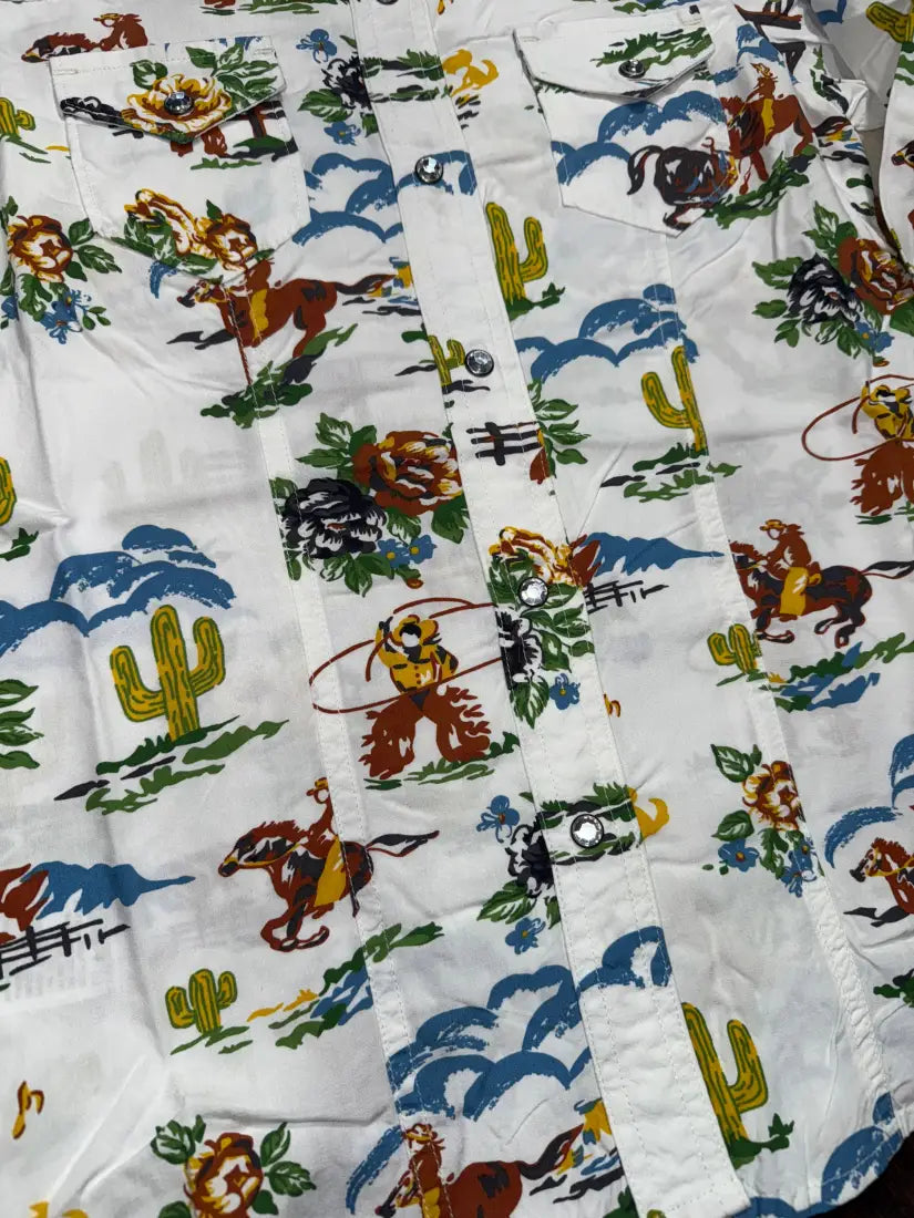 Cruel Girl’s Cream Western Desert Scene Western Shirt XSmall Girl’s Western