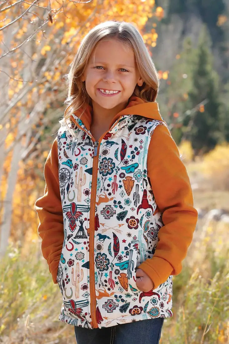 Cruel Girl’s Gold Quilted Hoodie Vest Jacket Girl’s Coat